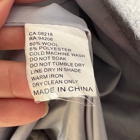 Studio by Yoe, size small, Stylish Gray Overcoat, wool blend, sleek, pockets - Picture 7 of 9